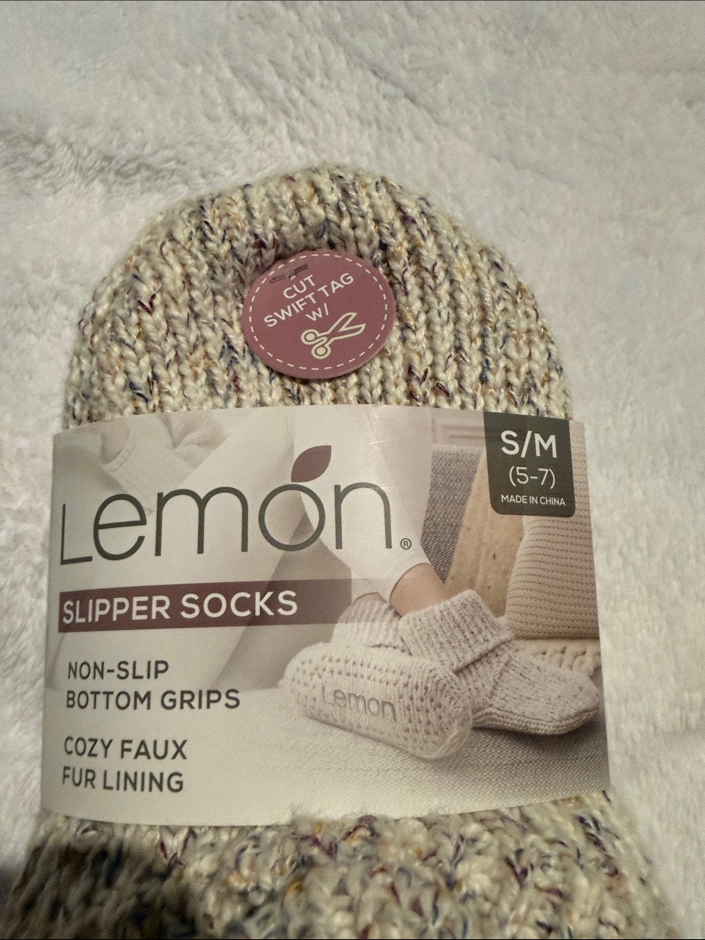 Lemon Men's Marled Cream Cozy Slipper Socks